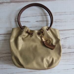Micheal Kors Gold Hue Canvas Shoulder Bag